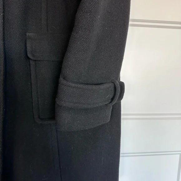 Banana Republic Black Wool Duffle Car-Coat Pea-Coat with Hood- EUC Worn 1x - Picture 8 of 17